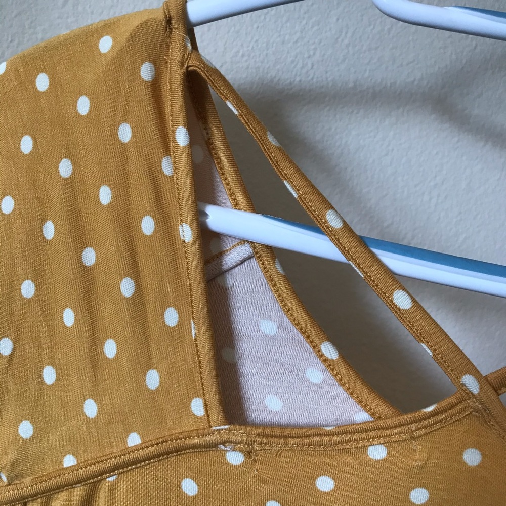 Rewind Gold/White Polka-Dot Cross Back Top - Picture 4 of 8